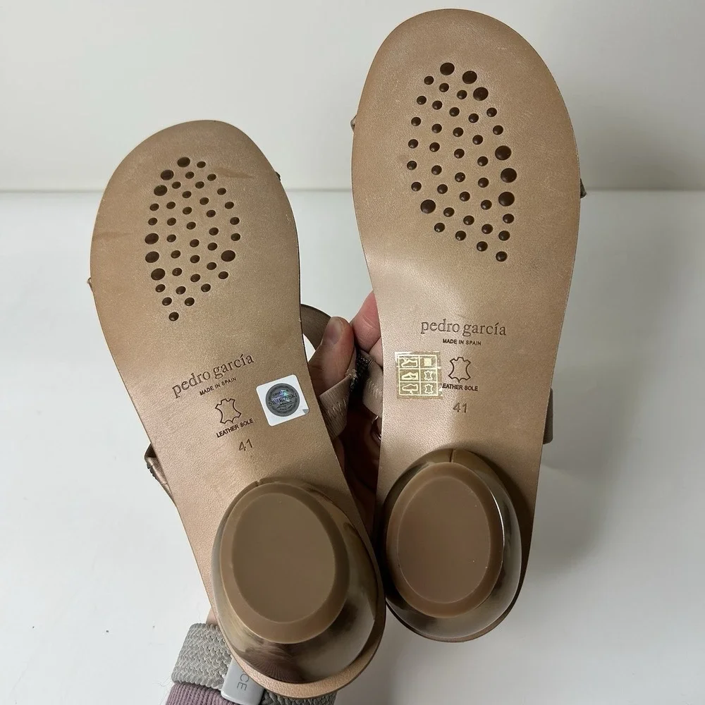 Pedro Garcia Zayna Sandals 41 US 10.5 Embellished Straps Leather Made In Spain